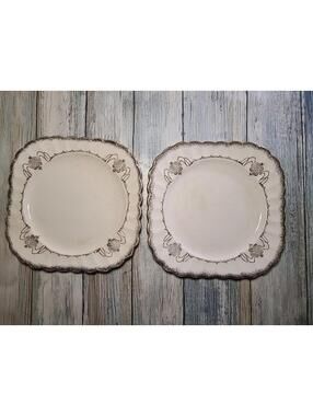 2 7-in Plates By Sebring Golden Ware Warranted 22 Carat Pure Gold